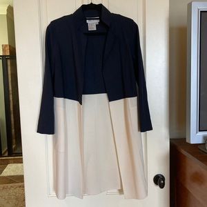 Worth Navy and Ivory 3/4 Length Open Jacket